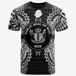 Niue All Niue Seal Map Polynesian Tattoo White Black Unisex 3D T-Shirt All Over Print ONCII