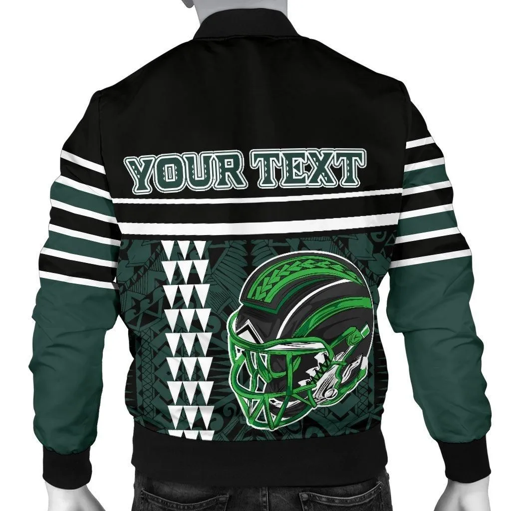 Personalised - Hawaii Kakau Polynesian Warrior Football Mens Bomber Jacket - Rainbow Style