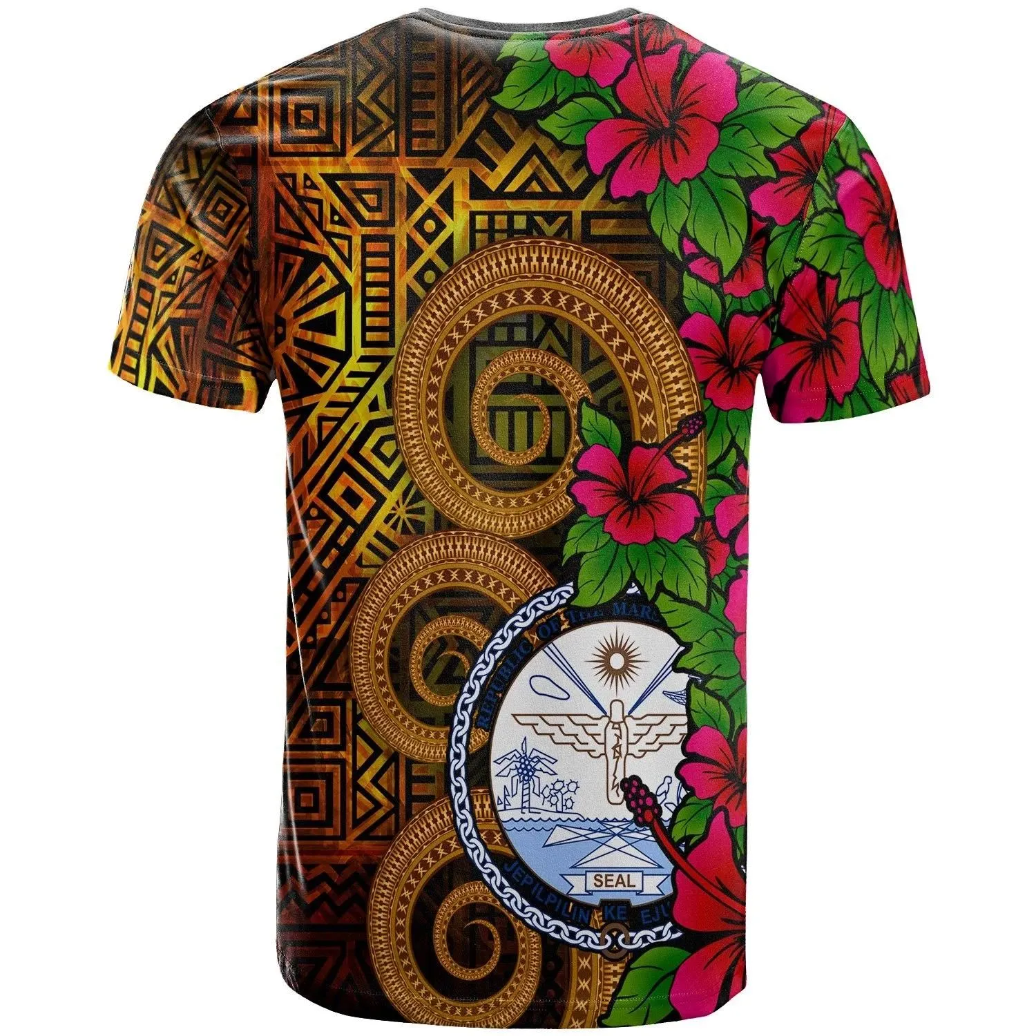 Marshall Islands Polynesian T-Shirt - Hibiscus Vintage - BN12