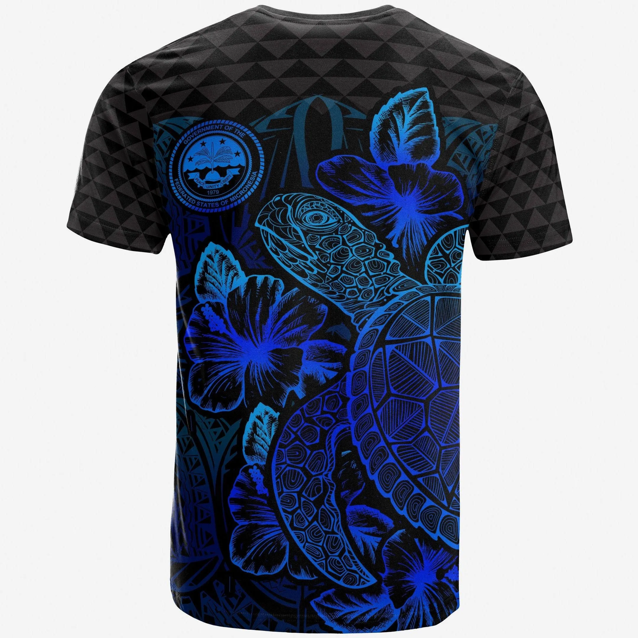 Alohawaii T-Shirt - Tee Federated States Of Micronesia Polynesian - Turtle Hibiscus Blue - BN39