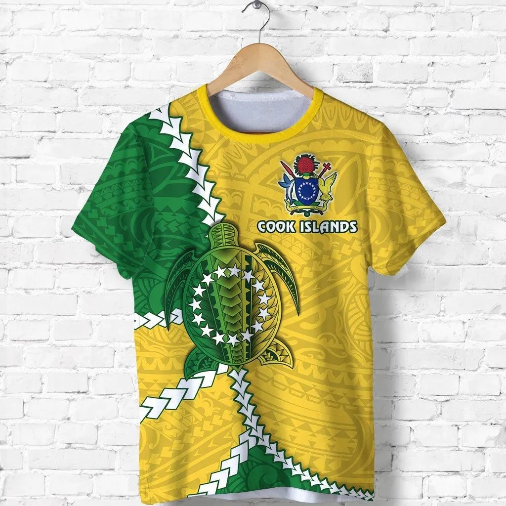 (Custom Personalised) Cook Islands Rugby T Shirt Polynesian Turtle - Custom Text and Number LT13