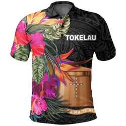 Tokelau Polo Shirt - Polynesian Hibiscus Pattern