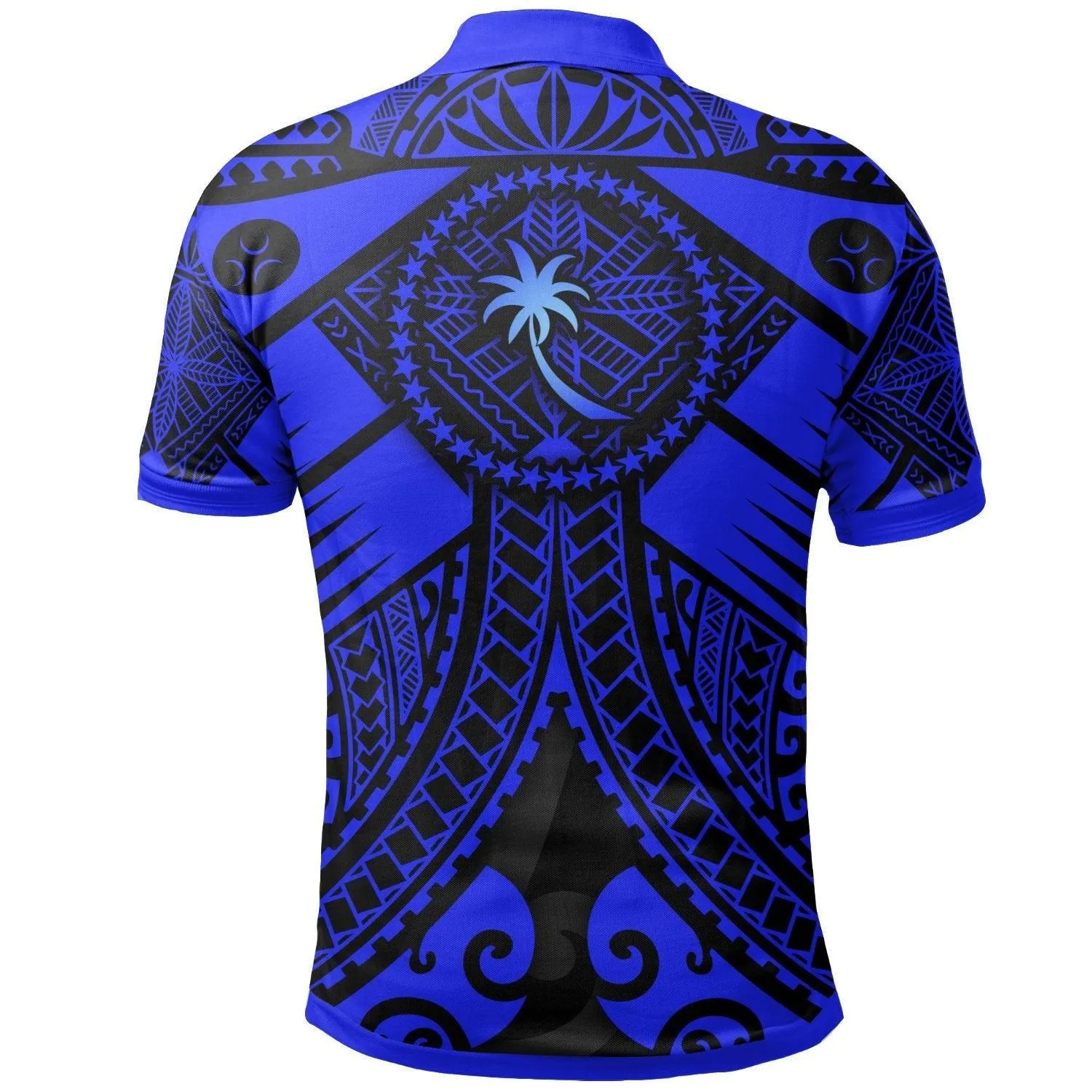 Chuuk Polo Shirts - Blue Seal with Polynesian Tattoo