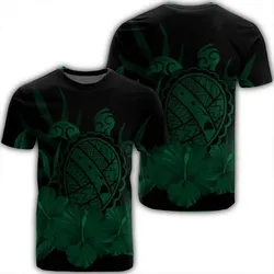 Alohawaii Tee - Hawaiian Map Turtle Hibiscus Polynesian T-shirt Green - AH - J4R