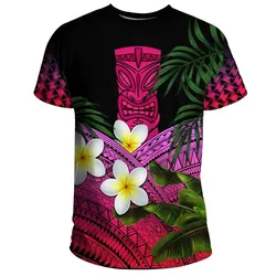Hawaii T Shirts Polynesian Tiki Plumeria Banana Leaves Pink