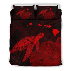 Hawaii Polynesian Hibiscus Turtle Map Bedding Set - AH - Red - J5