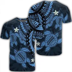 Hawaii Polynesian Turtle Hibiscus T-Shirt - Pastel Blue - AH