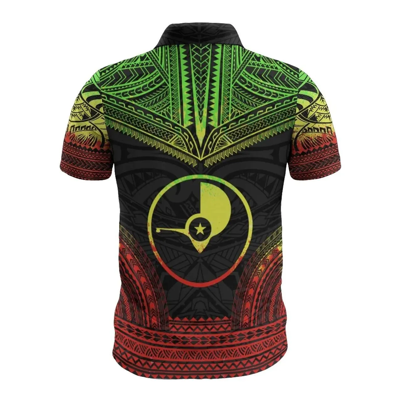 Yap Polo Shirt - Coat Of Arms Polynesian Chief Tattoo Reggae Version