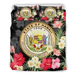 FamilyGater Bedding Set - Cover and Pillow Cases Hawaiian Seal Of Hawaii Hibiscus Polynesian  - AH J0