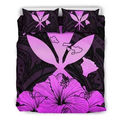 Alohawaii Home Set - Hawaiian Kanaka Bedding Set Hibiscus Polynesian Love Pink J1