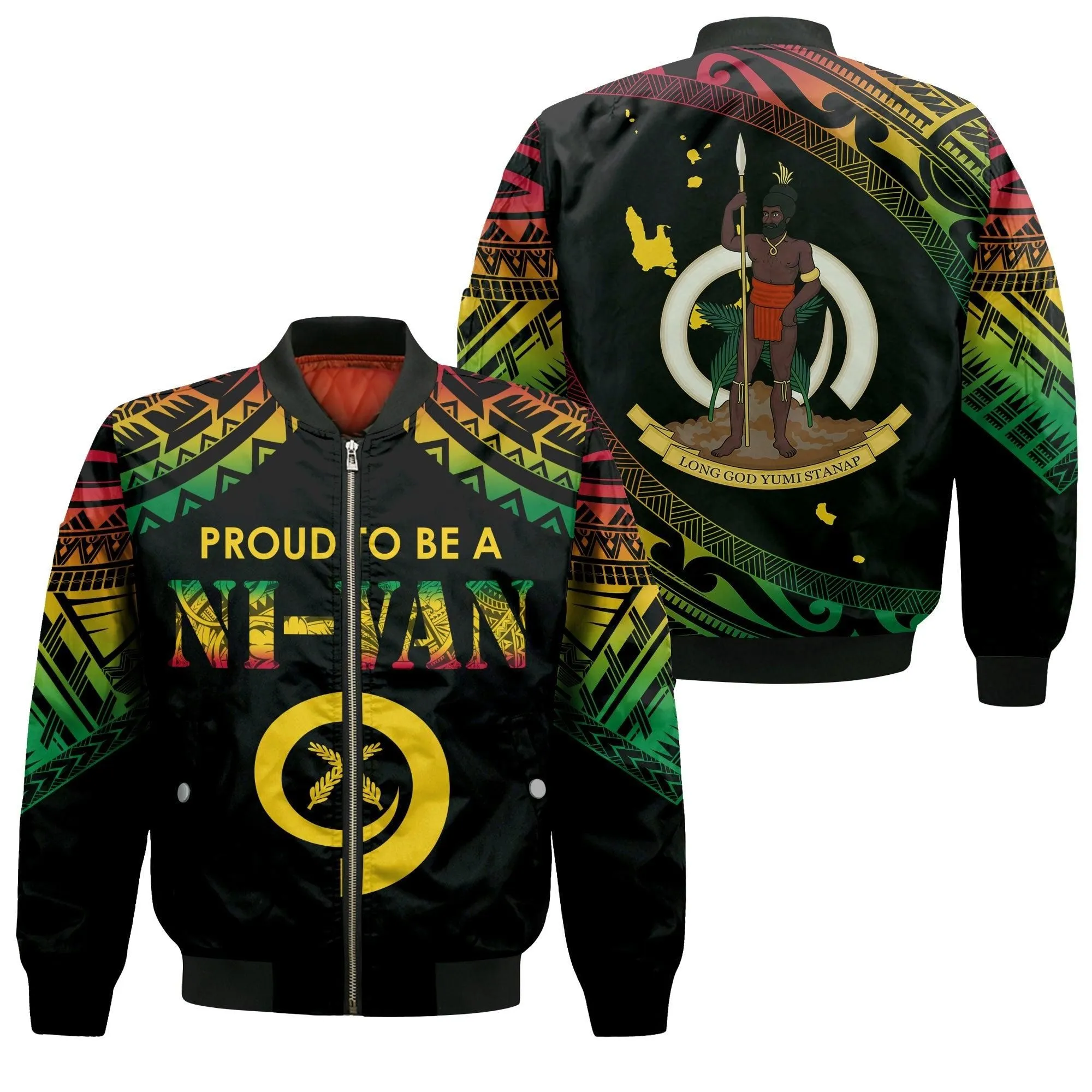 Vanuatu Proud To Be A Ni-Van - Polynesian Pattern Bomber Jacket LT7