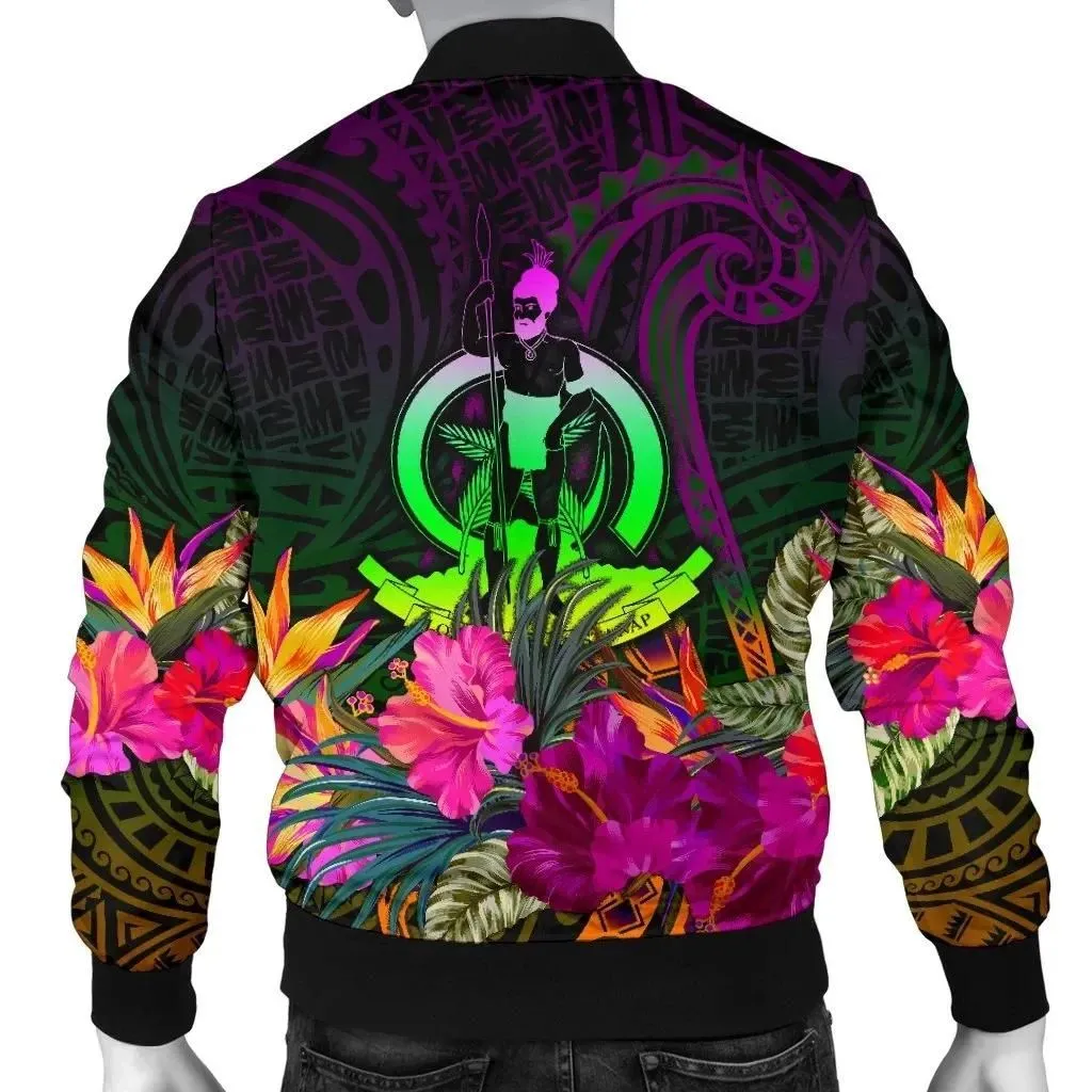 Vanuatu Personalised Men's Bomber Jacket - Summer Hibiscus - BN15