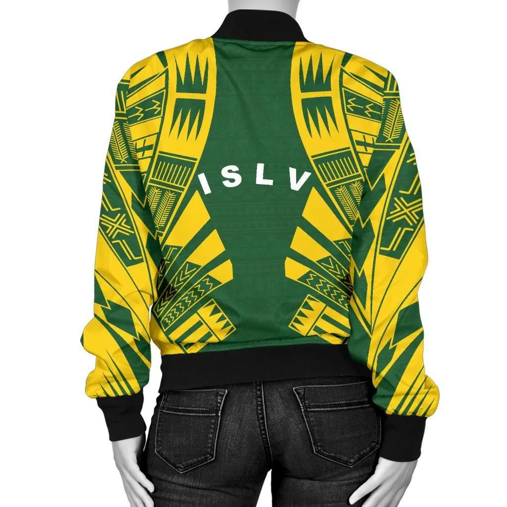 Society Islands Women Bomber Jacket - Polynesian Tattoo Flag - BN0110