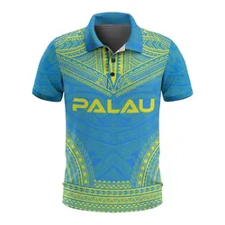 Palau Polo Shirt - Palau Seal Polynesian Chief Tattoo Flag Version