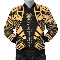 Nauru Men Bomber Jackets - Polynesian Tattoo Gold