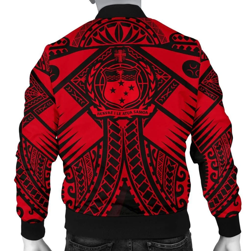 FamilyGater Jacket - Bomber Jacket Samoa Polynesian - Samoa Red Seal with Polynesian Tattoo - BN18