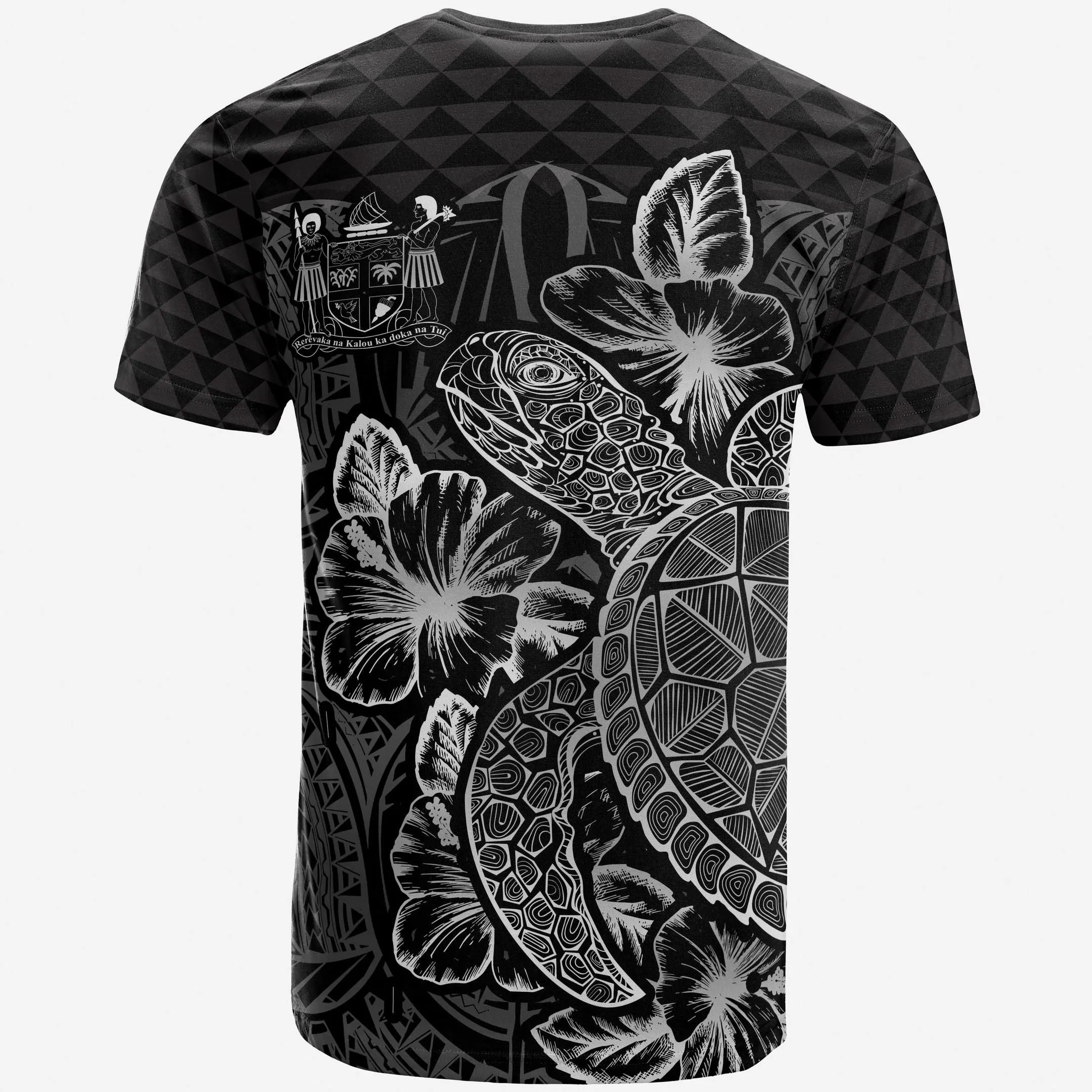 Alohawaii T-Shirt - Tee Fiji Polynesian - Turtle Hibiscus Black - BN39