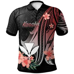 Kanaka Maoli Polo Shirt - Red Polynesian Hibiscus Pattern Style