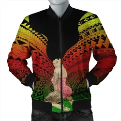 Hawaii Polynesian Hula Girl Wearing Plumeria Bomber Jacket Reggae