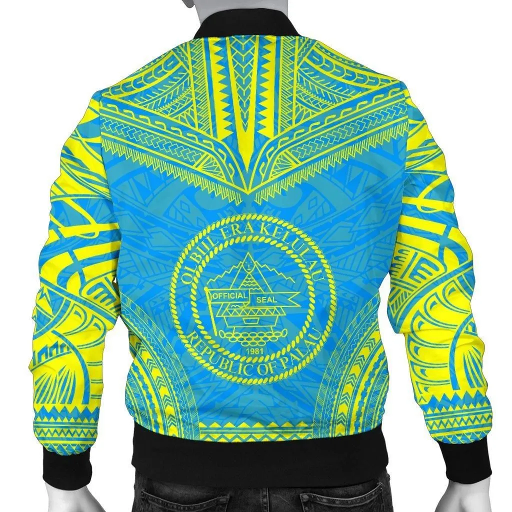 Palau Flag Polynesian Chief Mens Bomber Jacket
