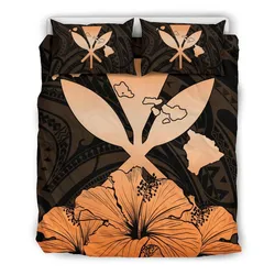 FamilyGater Bedding Set - Cover and Pillow Cases Hawaiian Kanaka Hibiscus Polynesian Love Orange J1