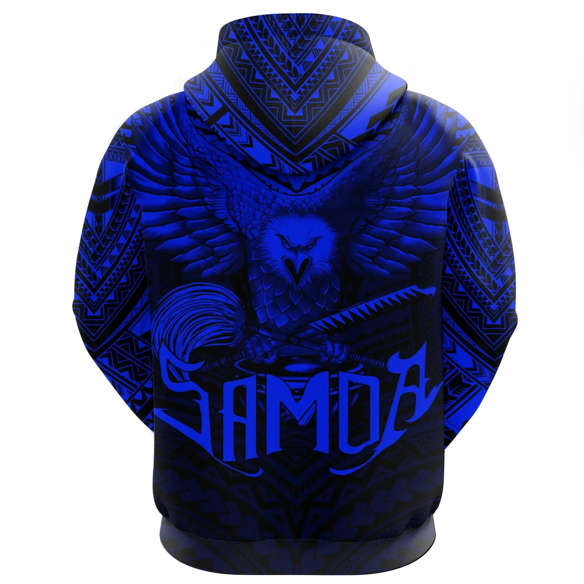 Alohawaii Clothing - Hoodie American Samoa Eagle Tattoo Style Blue A7