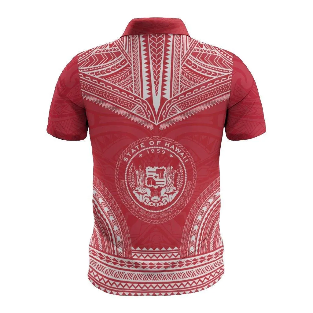 Hawaii Polynesian Tattoo Polo Shirt, Coat of Arms Golf Shirt
