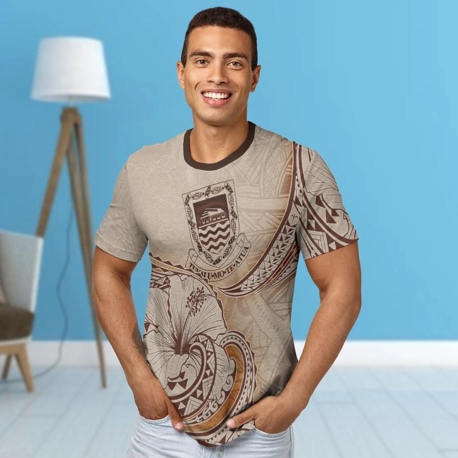 Tuvalu T shirt - Hibiscus Flowers Vintage Style
