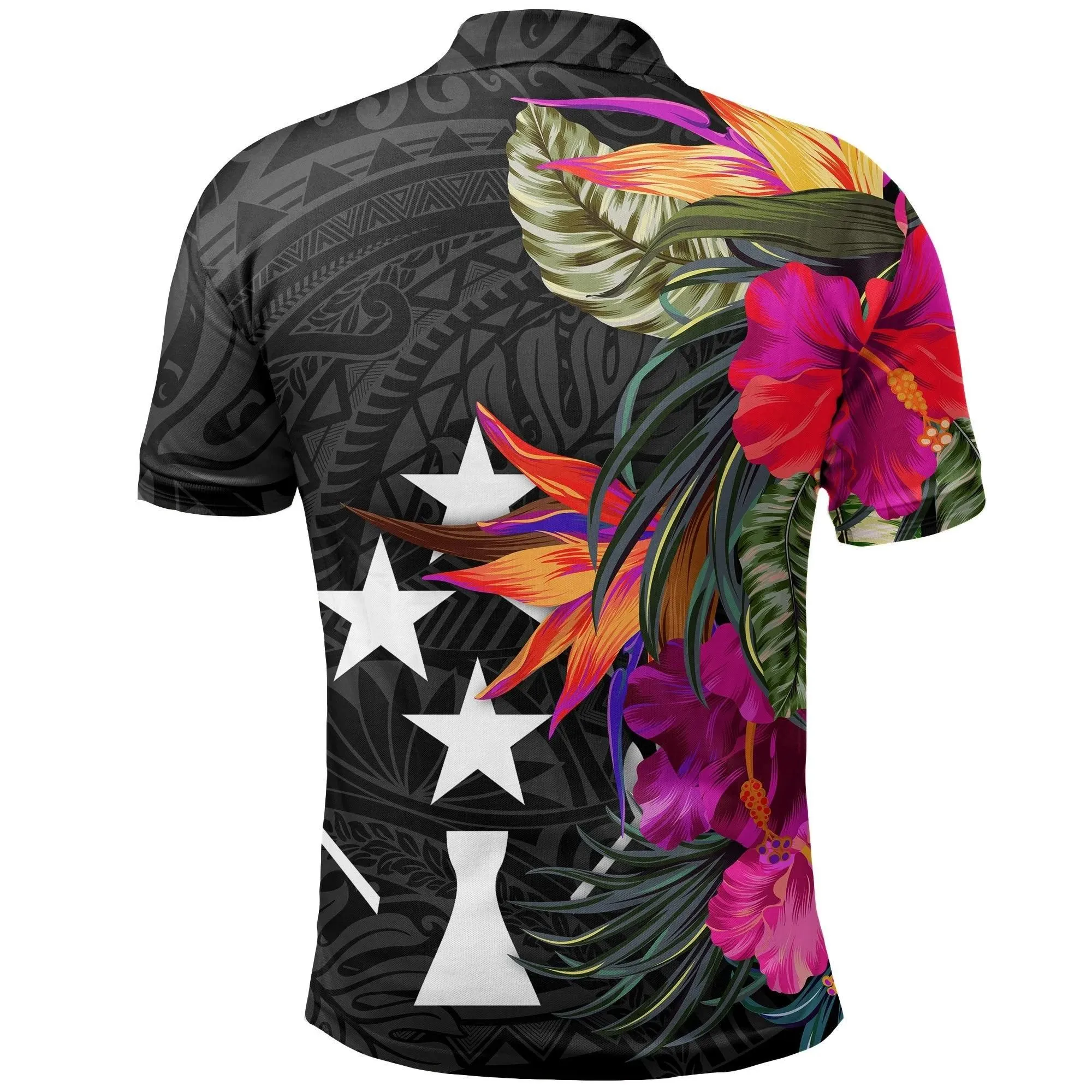 Kosrae Polo Shirt - Hibiscus Polynesian Pattern - BN39