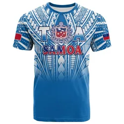 Samoa Rugby T Shirt Toa Samoa Polynesian Pacific Blue Version LT14