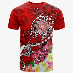 American Samoa Polynesian T-shirts - Turtle Plumeria (Red) - BN18