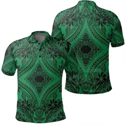 Alohawaii Shirt - Polynesian Plumeria Mix Green Black Polo Shirt - AH - JR
