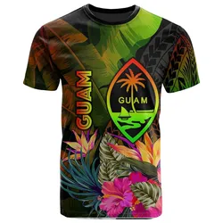 Guam Polynesian T shirt - Hibiscus and Banana Leaves