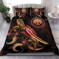 Fedarated States of Micronesia Polynesian Bedding Set - Turtle With Blooming Hibiscus Gold