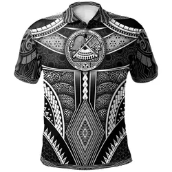 Polynesian Polo Shirt - American Samoa Coat Of Arm With Poly Patterns