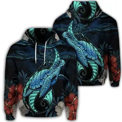 Hawaiian Polynesian Honu Sea Hibiscus Hoodie