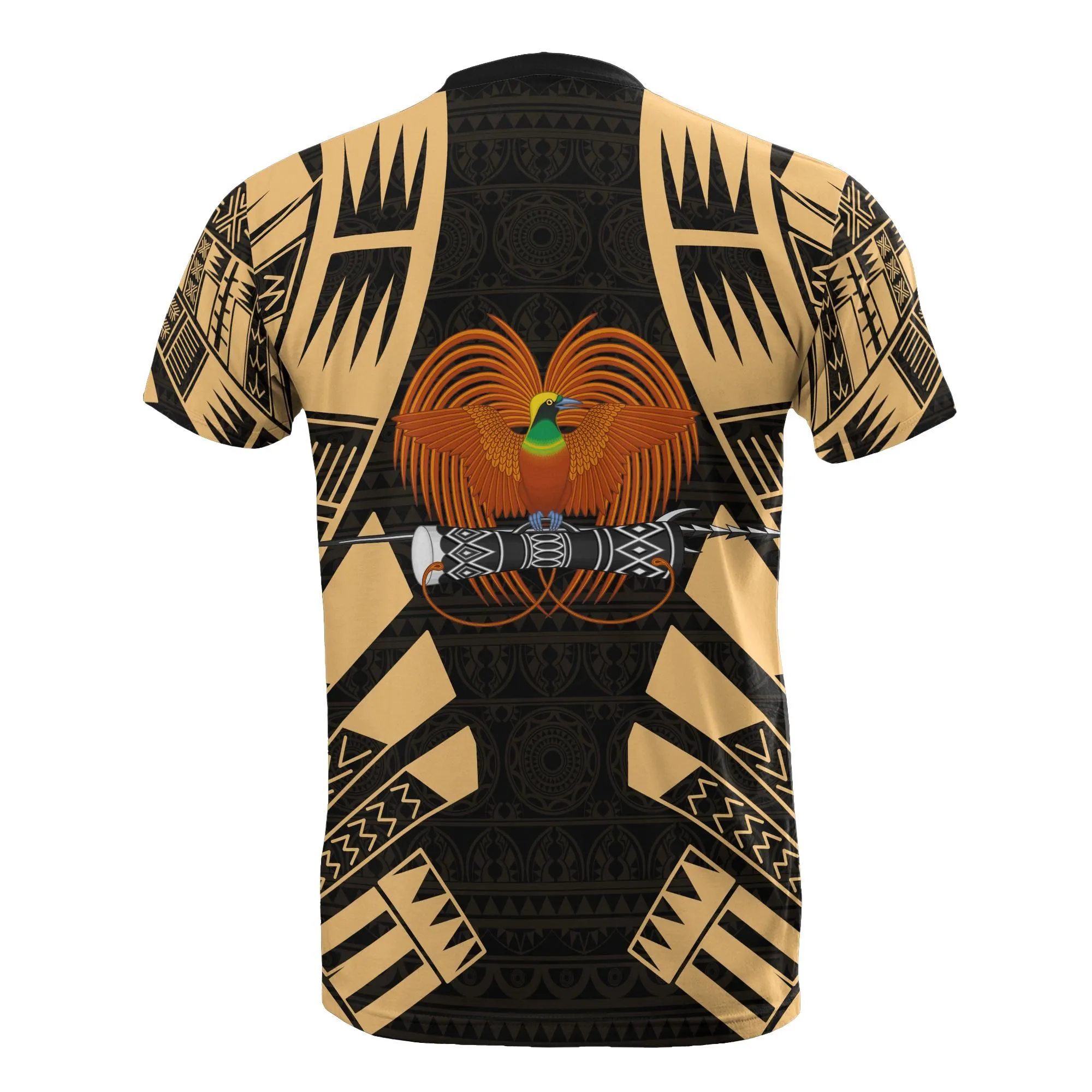Papua New Guinea T shirt - Papua New Guinea Coat Of Arms Polynesian Tattoo Gold Style