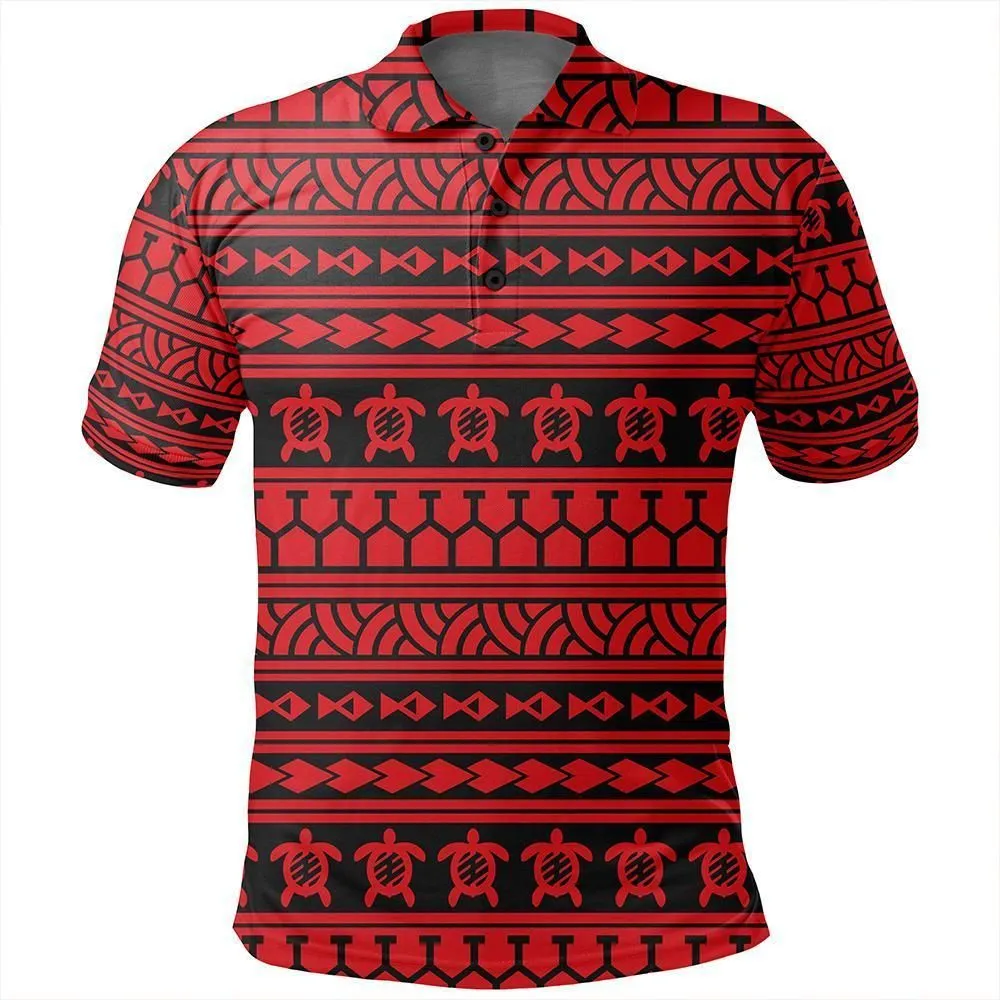 Unisex Polynesian Tattoo Tribal Red Polo Shirt