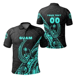(Custom Personalised) Guam Rugby Polo Shirt Polynesian Patterns Style - Turquoise LT16