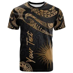 Marshall Islands Polynesian Custom Personalised T-Shirt - Poly Tattoo Gold Version