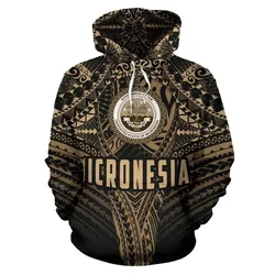 The Federated States of Micronesia Coat Of Arms Hoodie Polynesian Tattoo Pullover Hoodie Th5