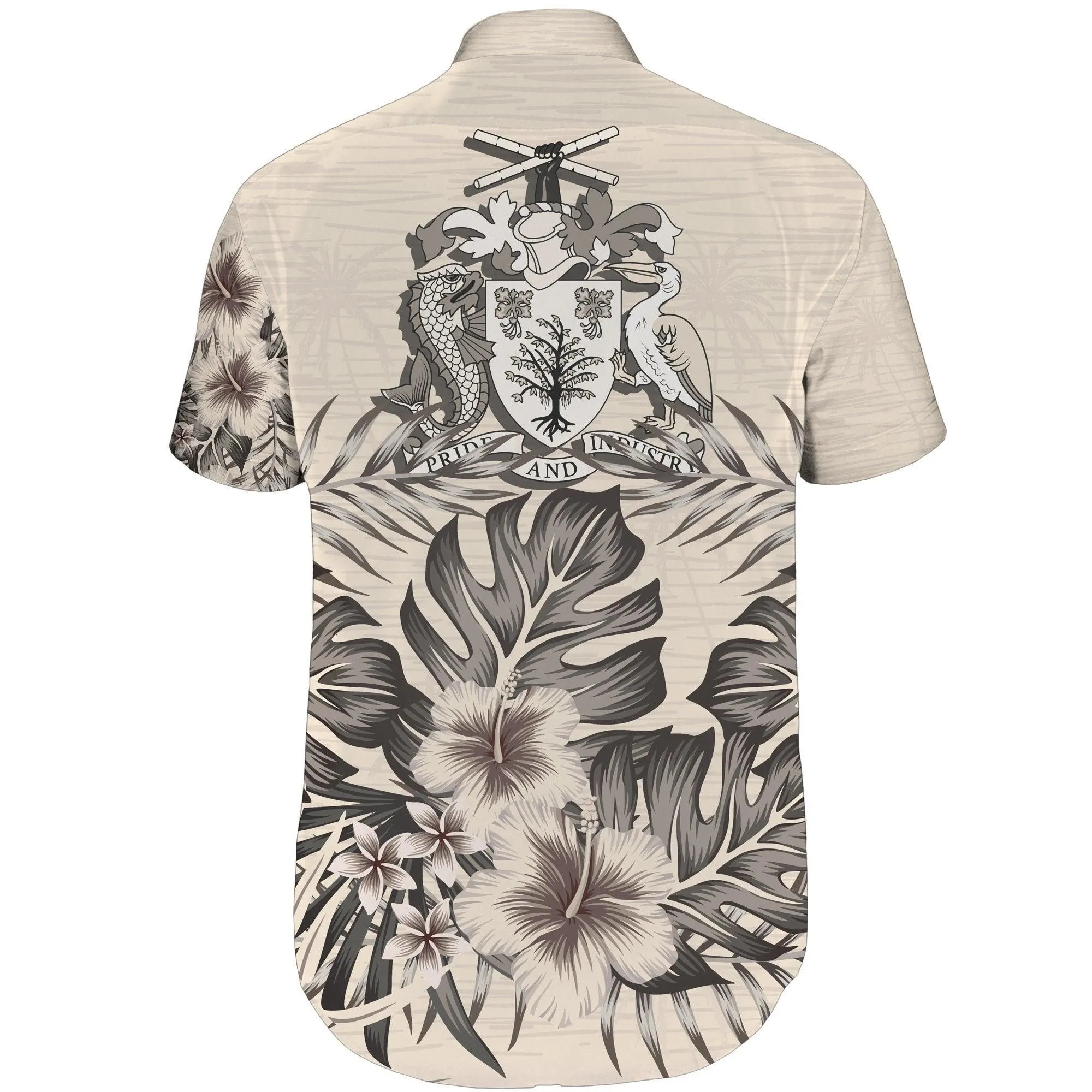 Barbados Short Sleeve Shirt - The Beige Hibiscus