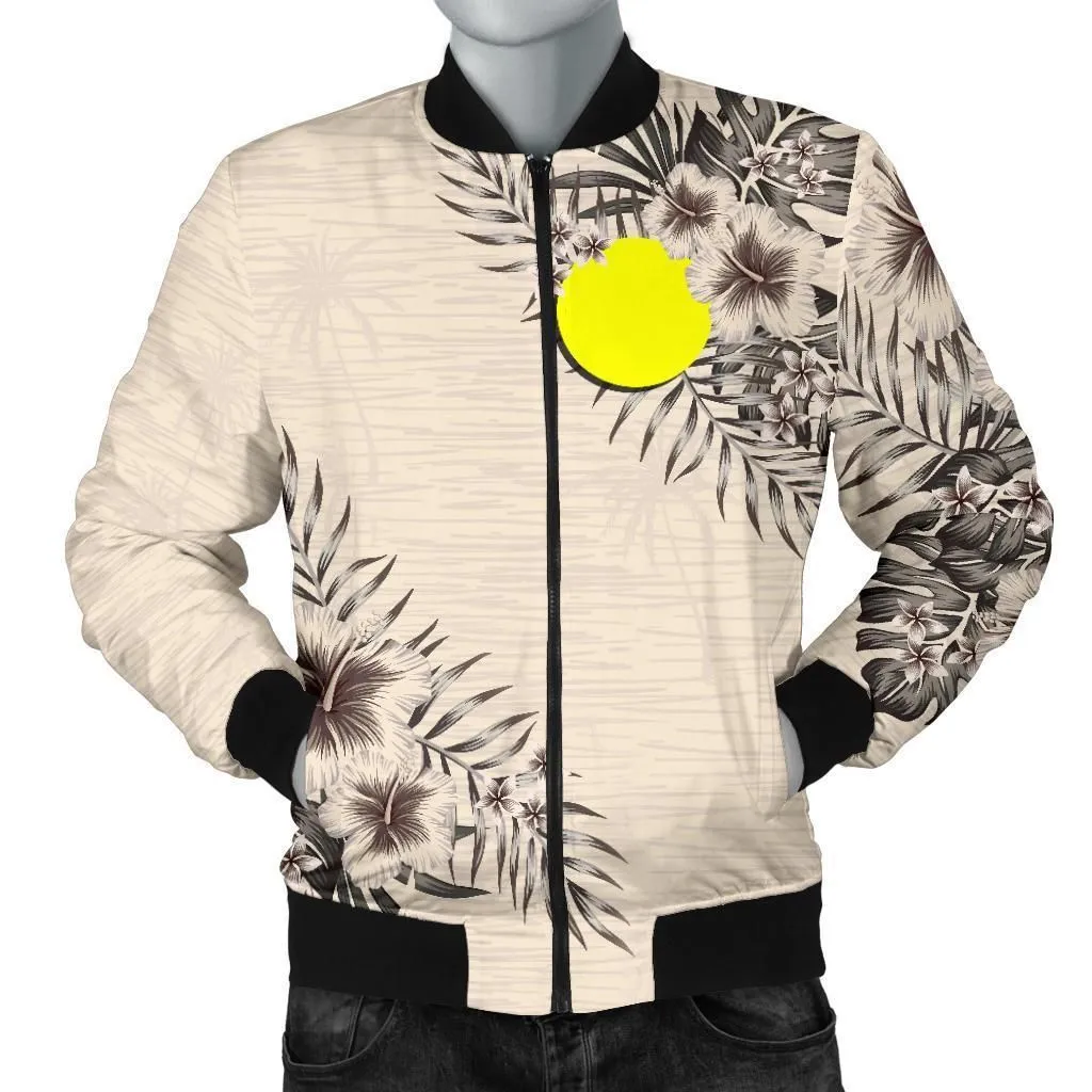 Palau Mens Bomber Jacket - The Beige Hibiscus