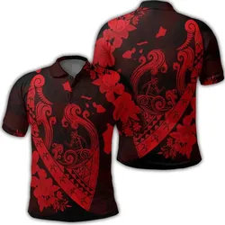 Alohawaii Shirt - Hawaiian Fish Hook Hibiscus Banzai Surfing Polynesian Polo Shirt Red - AH - J5R