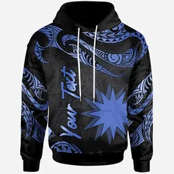 Nauru Polynesian Custom Personalised Hoodie - Poly Tattoo Blue Version