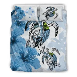 Alohawaii Bedding Set - Cover and Pillow Cases Papua New Guinea - Polynesia Turtle Hibiscus Blue A24