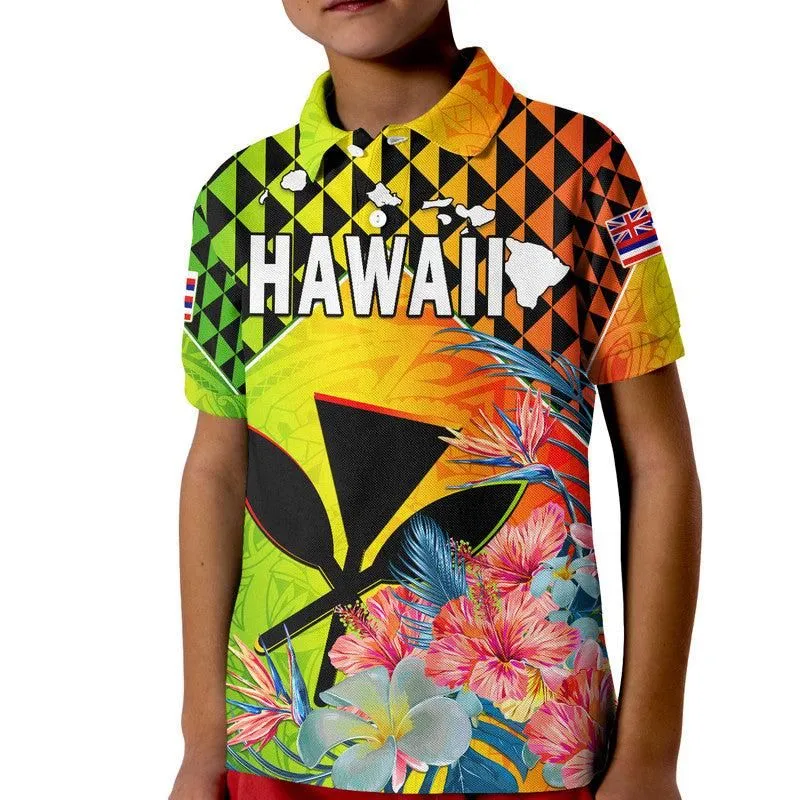 (Custom Personalised) Hawaii Polo Shirt KID Hawaiian Tribal Kanaka Maoli Hibiscus LT14