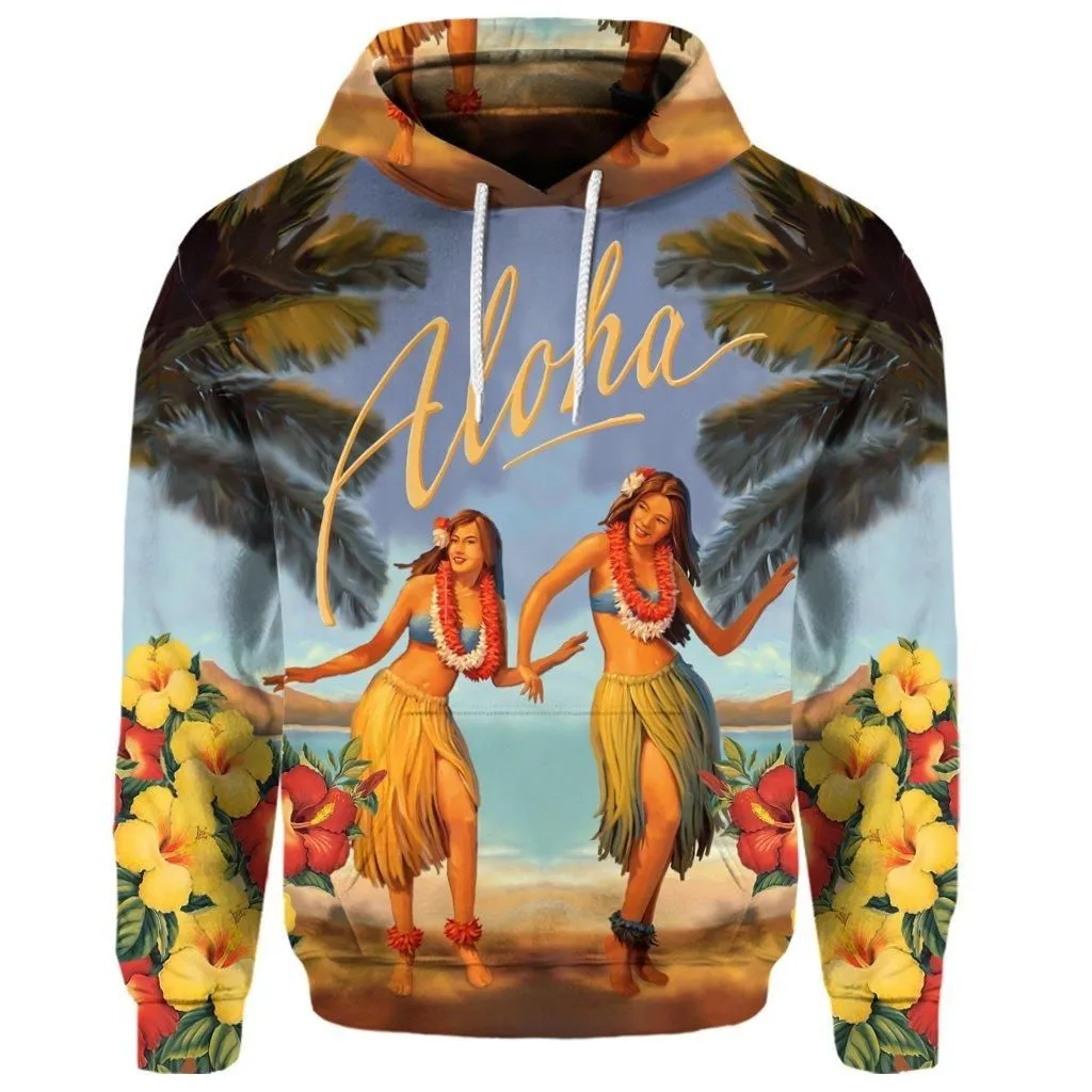 (Personalised) Hawaiian Aloha Hula Girl Hibiscus Polynesian Hoodie - AH