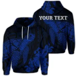 Alohawaii Hoodie - (Personalised) Hawaiian Hibiscus Memory Turtle Polynesian Hoodie Blue - AH - JR
