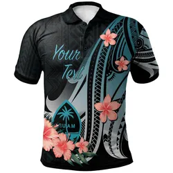 Guam Personalised Custom Polo Shirt - Turquoise Polynesian Hibiscus Pattern Style